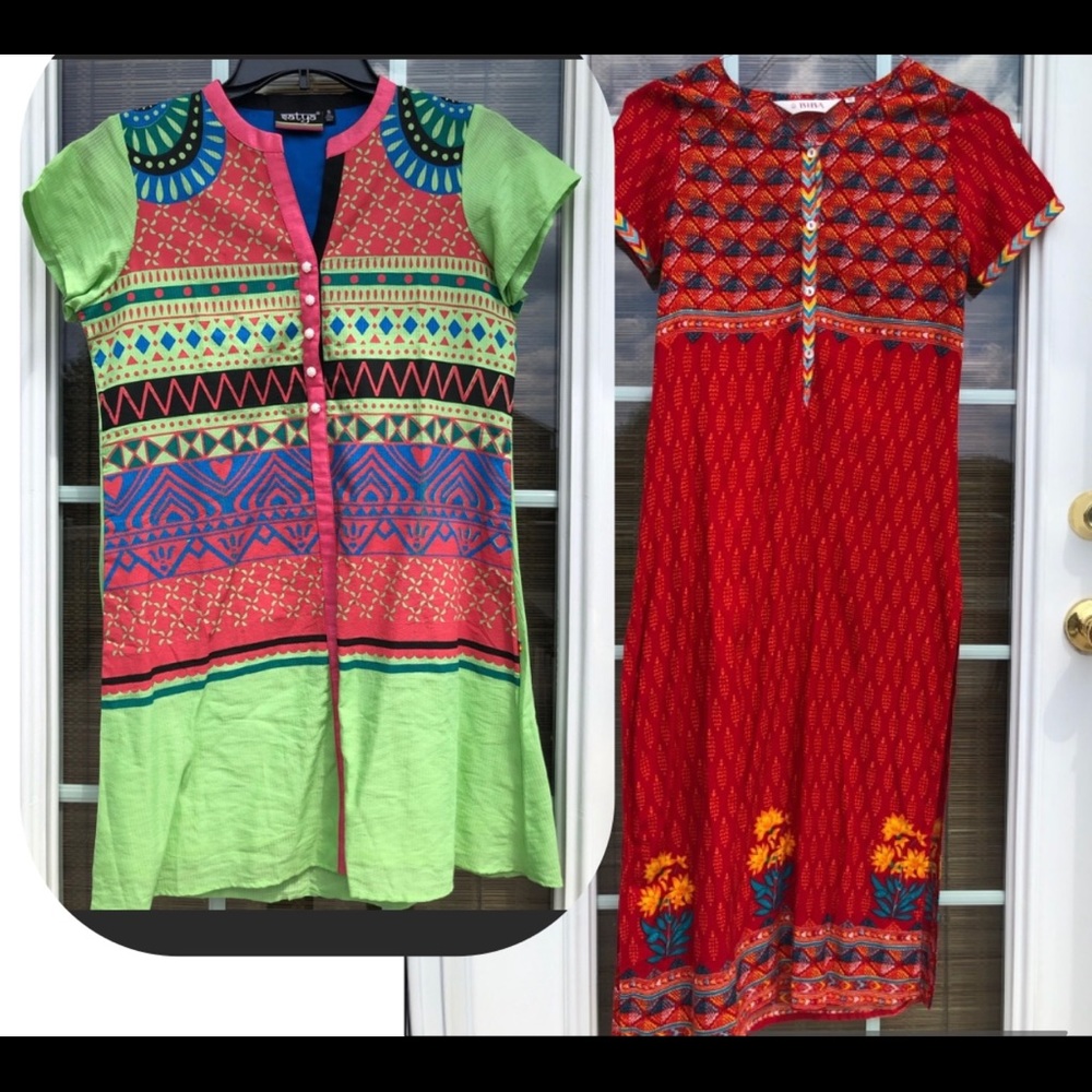 bundle of 2 Kurtis -green and red